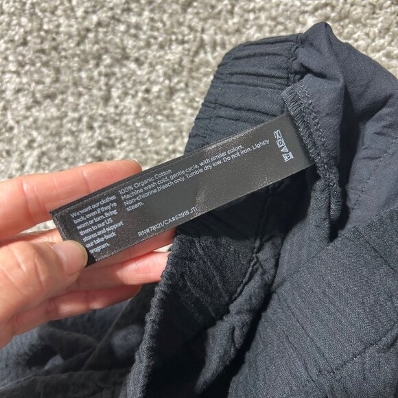 Eileen Fisher Womens M Black Organic Cotton Wide-Leg Pants A-Line Elastic Waist - Picture 9 of 9